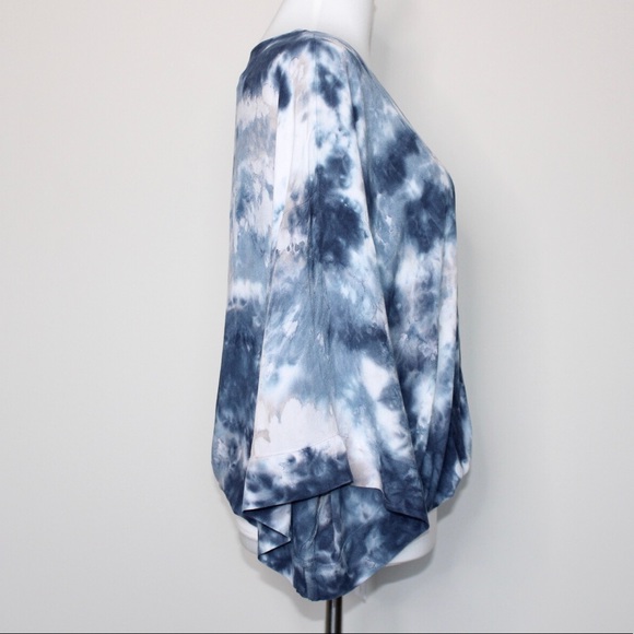 Young Fabulous & Broke Blue Tie Dye Kimono Top Med - Picture 10 of 12